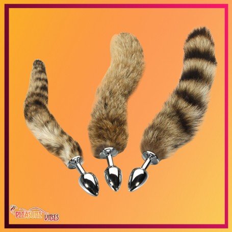 Fox Tail Brown Plated Metal Anal Plugs AD-020