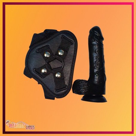 Strap On Dildo Harness with Big Black Dildo Vibrator SO-027