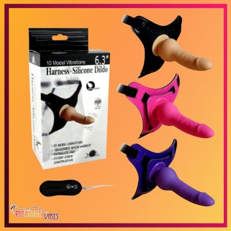 10 Vibrating Modes Strap on Harness Silicone Dildo SO-013